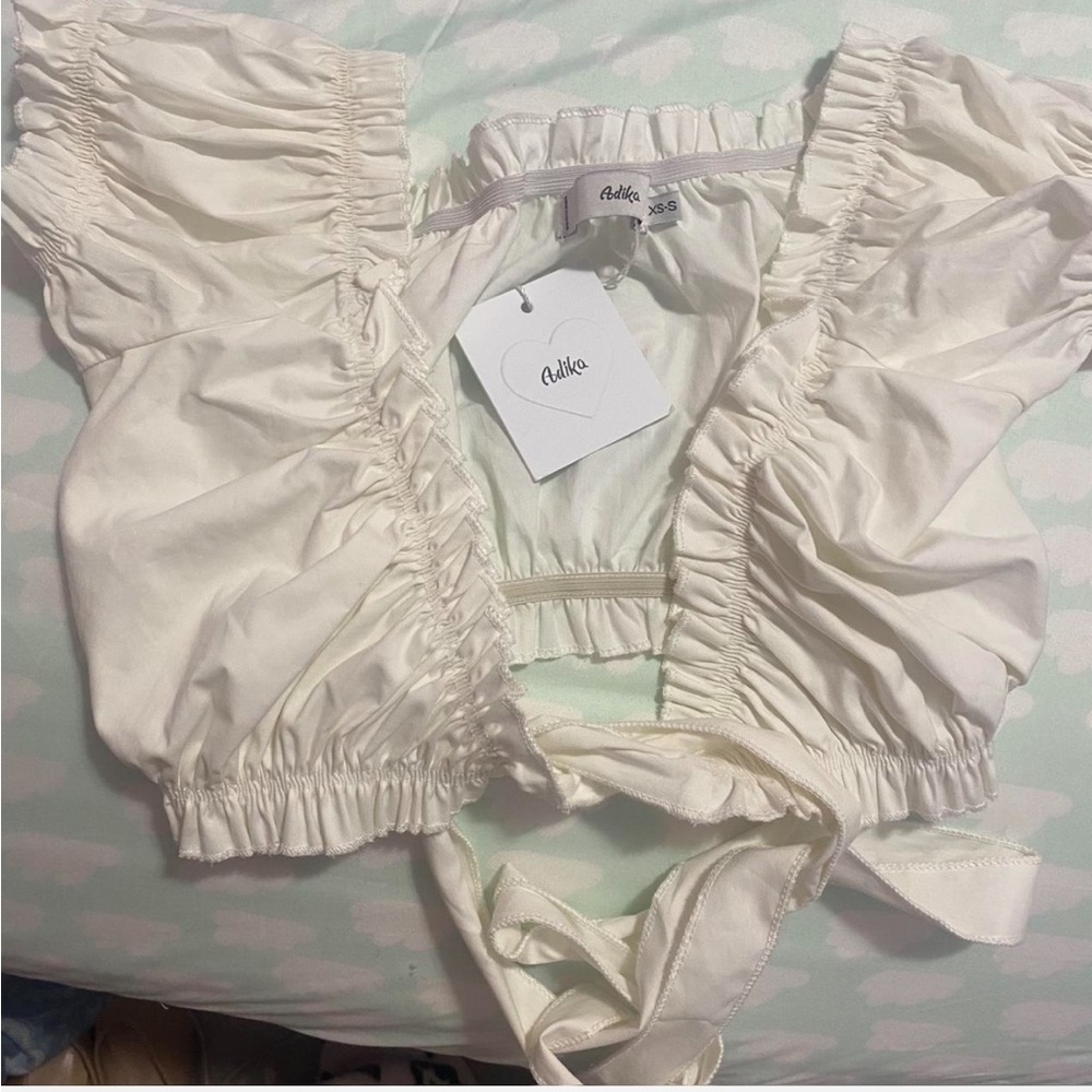 White Ruffled Crop Top